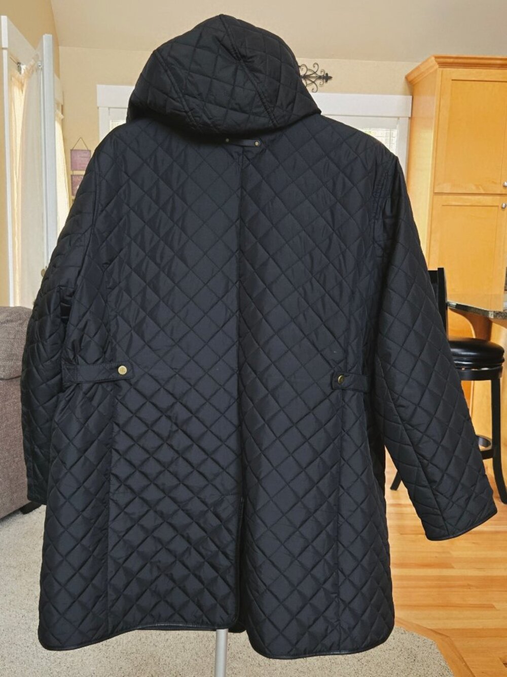 NWOT Ralph Lauren sz 2X black diamond quilted zip up hooded anorak coat / jacket - Picture 4 of 10